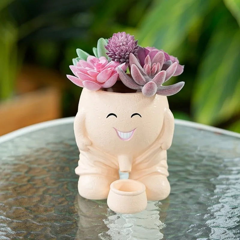 Nordic Green Plant Pot, Horticultural Flower Vase Creative Doll Resin Ornament Outdoor Succulent Flowerpot Hanging Planter