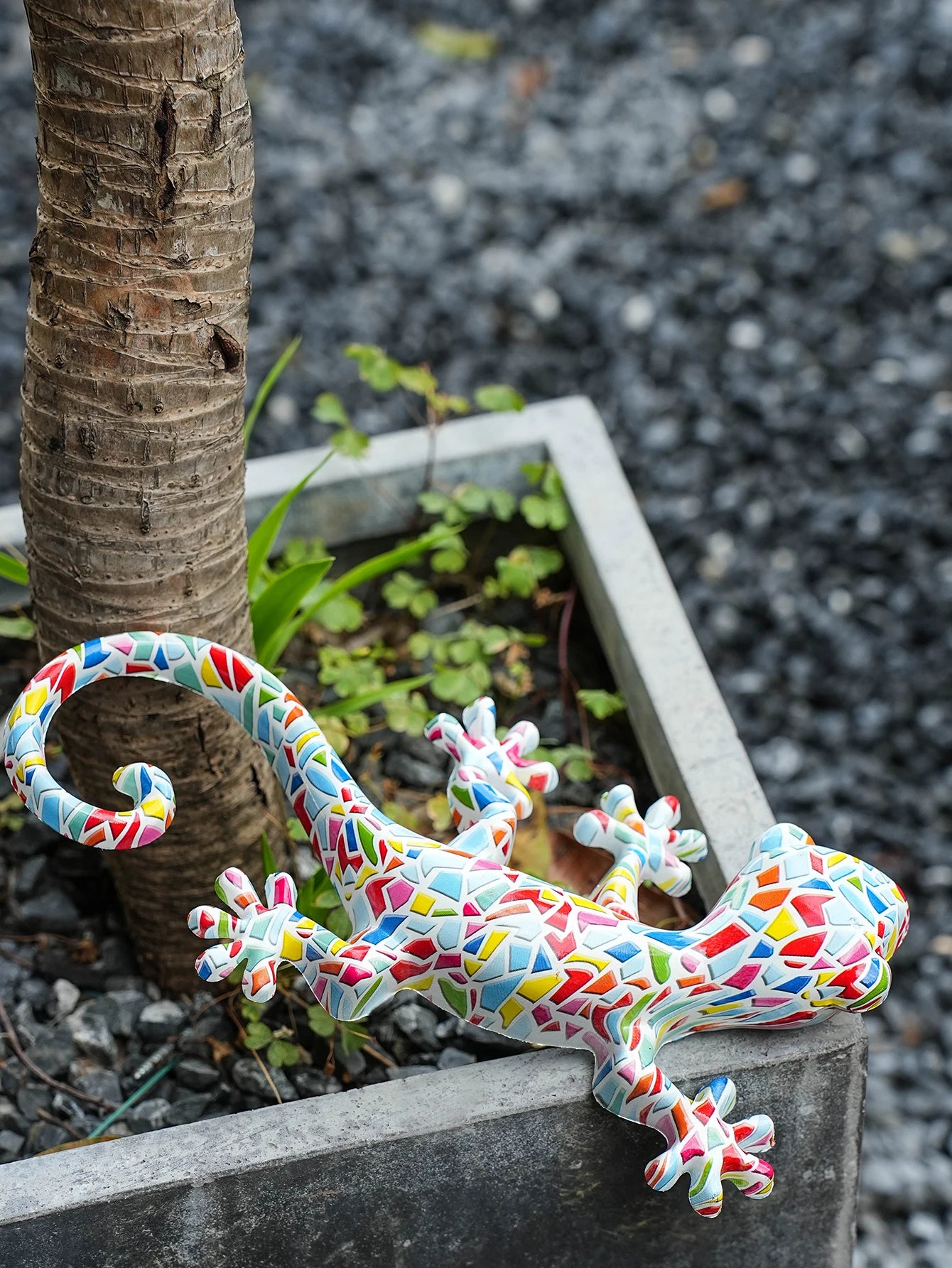 Garden Decor Statue Resin Gecko Wall Art Decor, Water Transfer Figurines Lizard Outdoor Hanging Decorations For Home Decor
