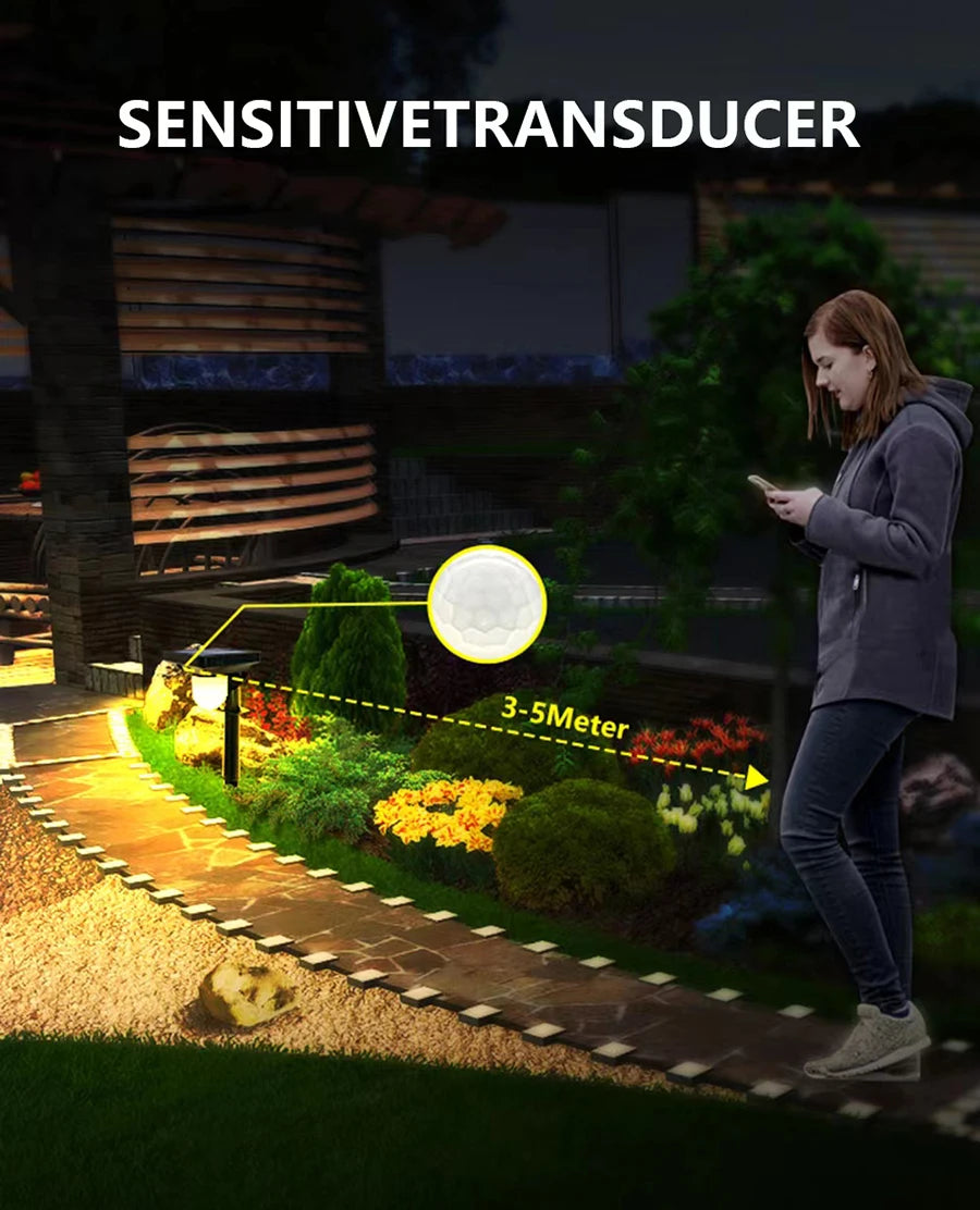 1-4PC Solar Landscape Spotlights Garden Motion Sensor Pathway Lights 3 Modes Waterproof Wall Lamp Patio Lawn Walkway Decor