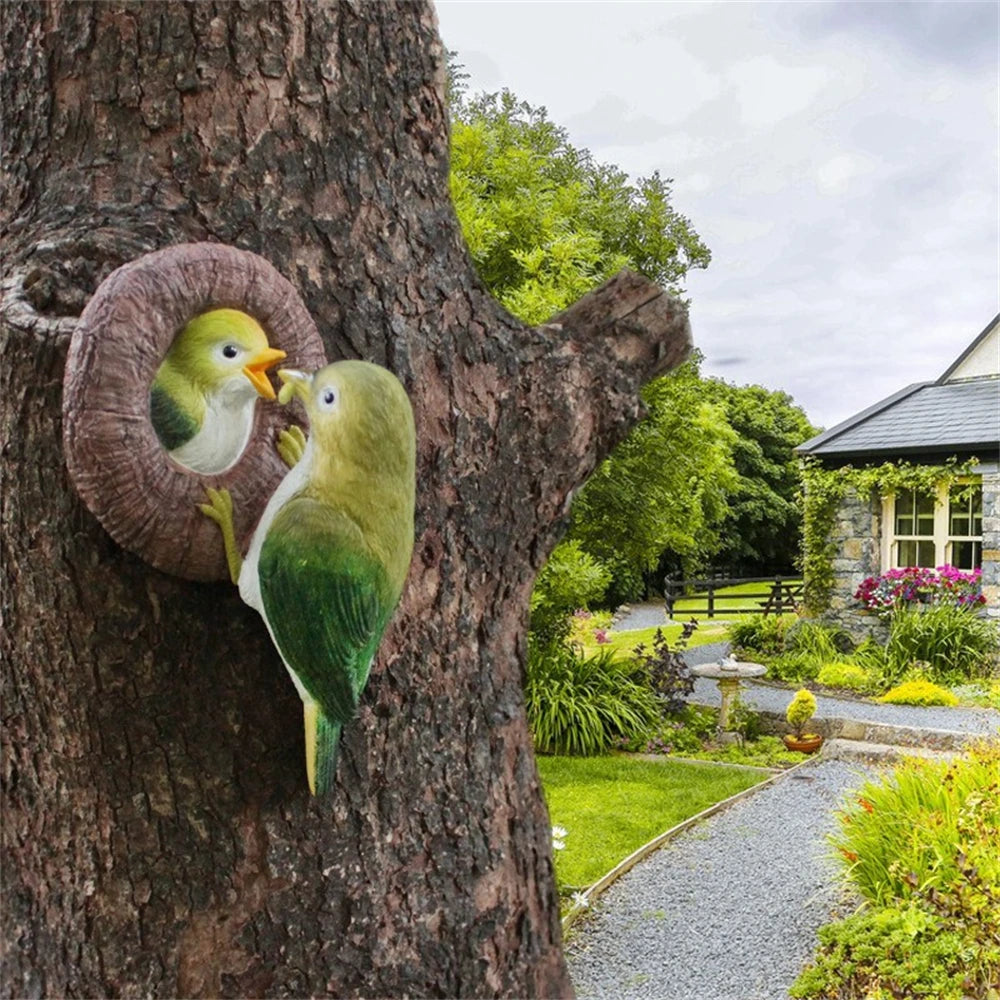 Baby Owl Resin Tree Face Owl Tree Hugger Outdoor Sculpture for Tree Decorations Garden Ornament Tree Statue Peeker