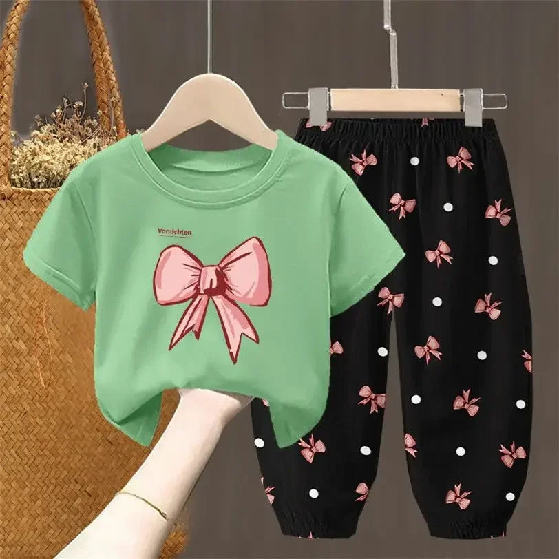 Summer T-shirt Top Pants 2pcs Set