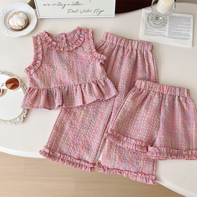 Pink ruffled pyjama set