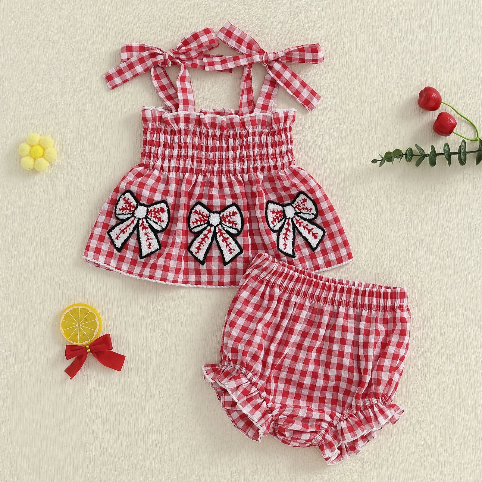 Top and Shorts Set with Bow Detail