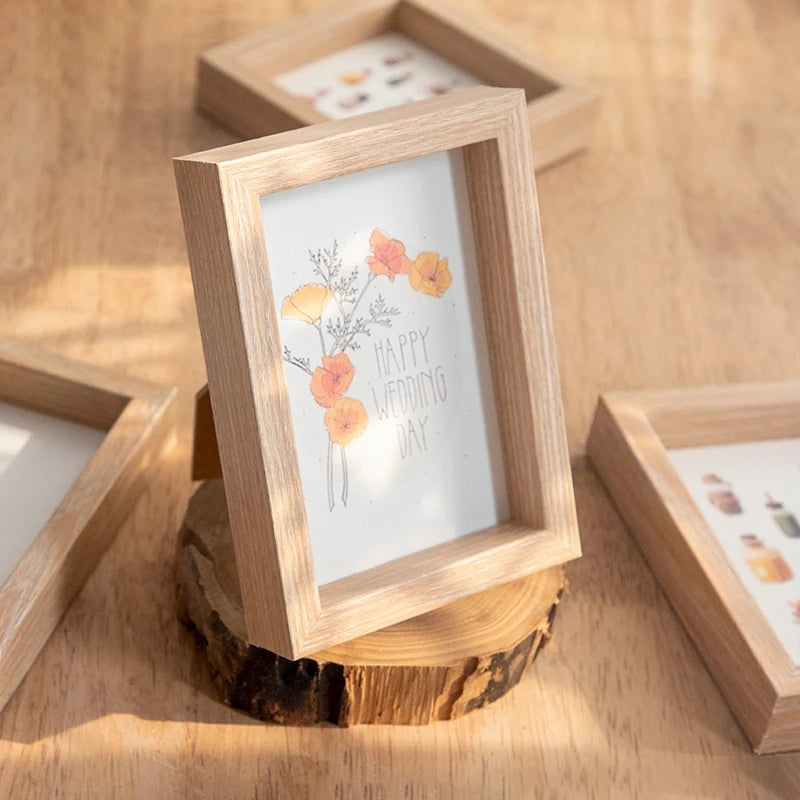 5/6/7/8inch Wooden Photo Frame Solid Picture Frame Vintage Wood Frame Display Stand Desk Accessorie Desktop Ornament Room Decor