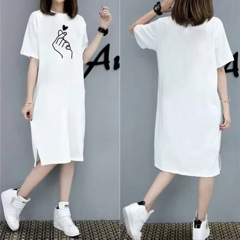 Heart-print  Loose Dress