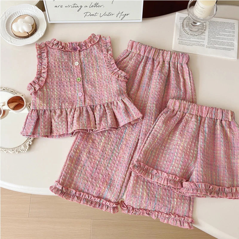 Pink ruffled pyjama set