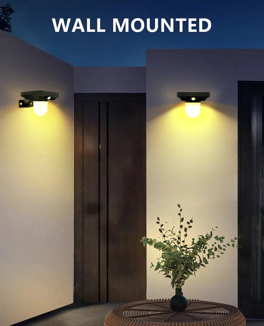 1-4PC Solar Landscape Spotlights Garden Motion Sensor Pathway Lights 3 Modes Waterproof Wall Lamp Patio Lawn Walkway Decor