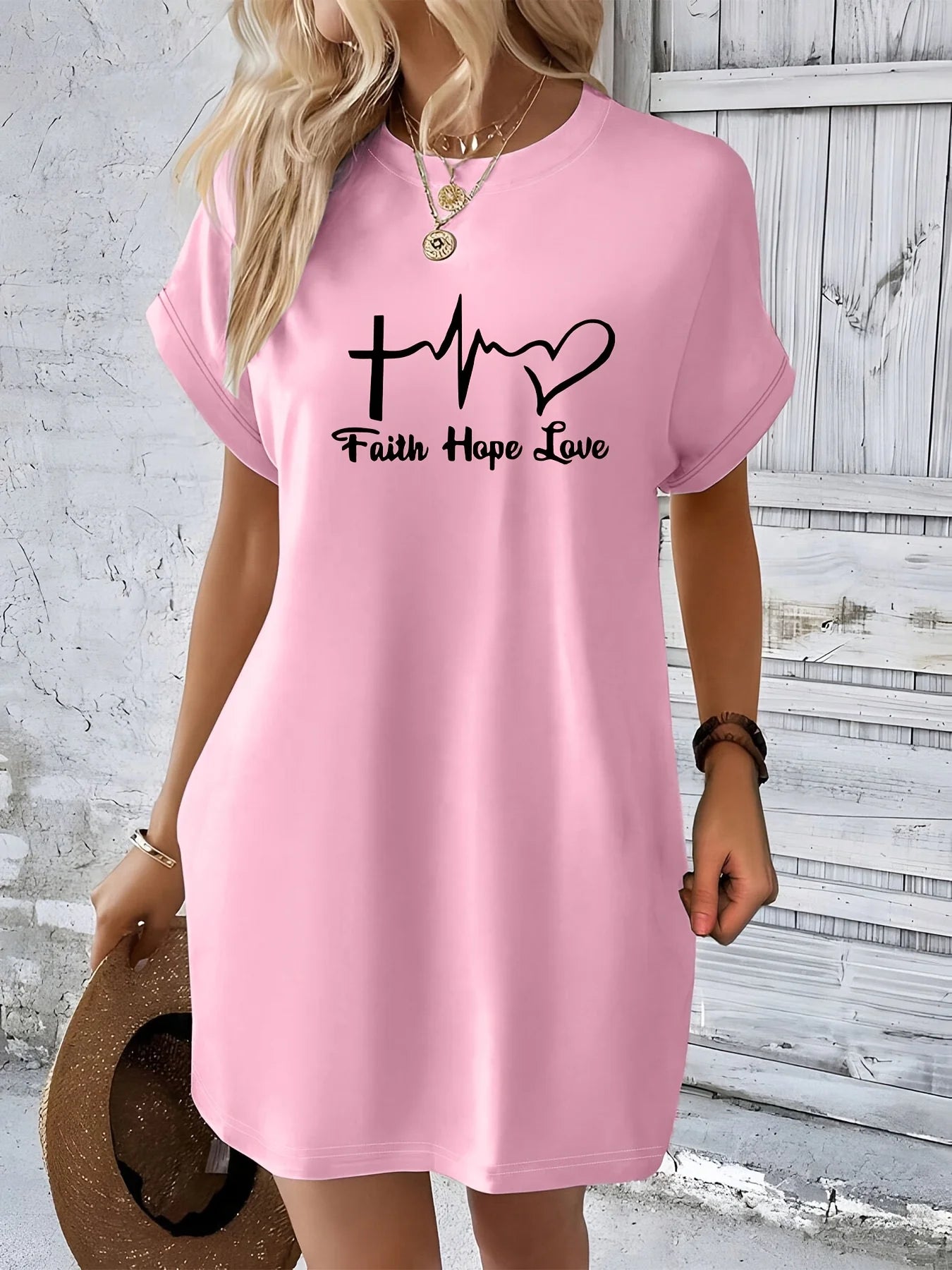 Faith,Hope,Love print Graphic TShirt Dress