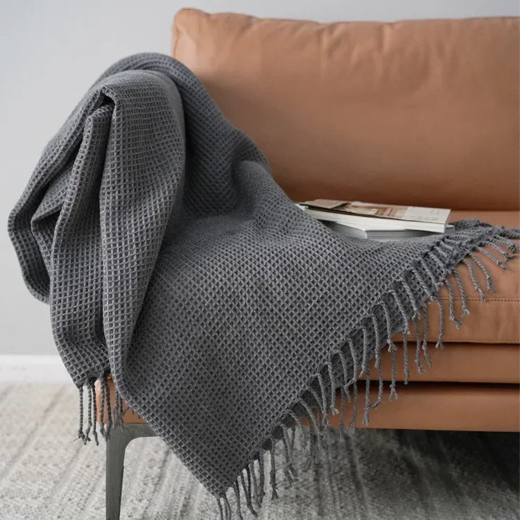 Nordic Waffle Blanket For Beds Sofa Decoration Cover Light Luxury Throw Blanket Bedspread Knitted Shawl Soft Leisure Bed Cover