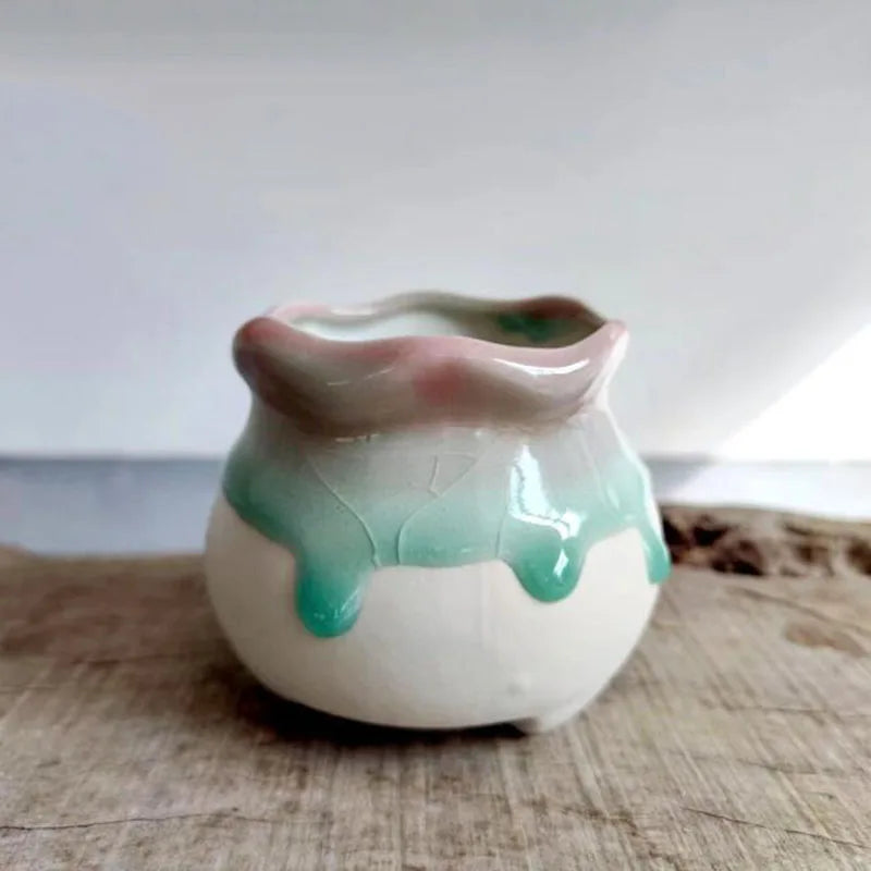 Porcelain Flowing Glazed Plant Pot