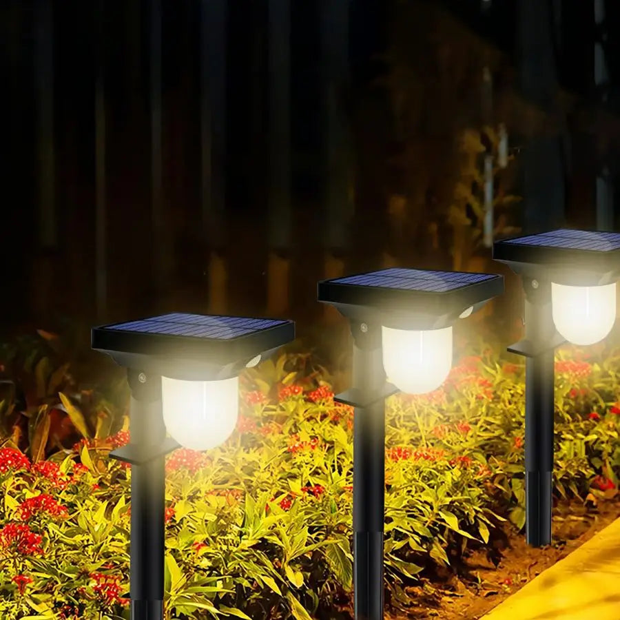 1-4PC Solar Landscape Spotlights Garden Motion Sensor Pathway Lights 3 Modes Waterproof Wall Lamp Patio Lawn Walkway Decor