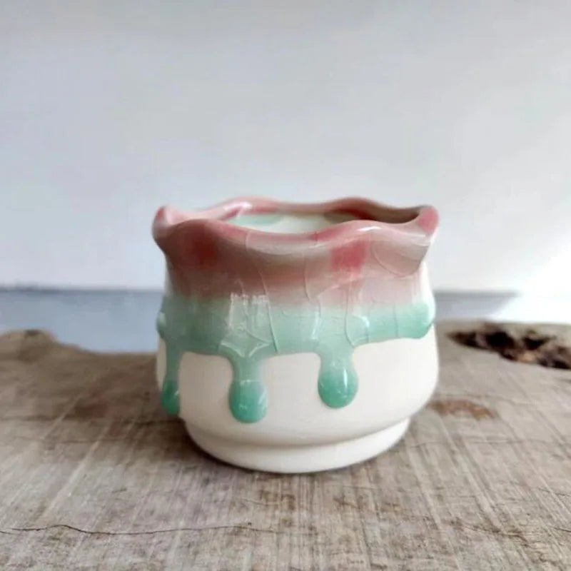 Porcelain Flowing Glazed Plant Pot