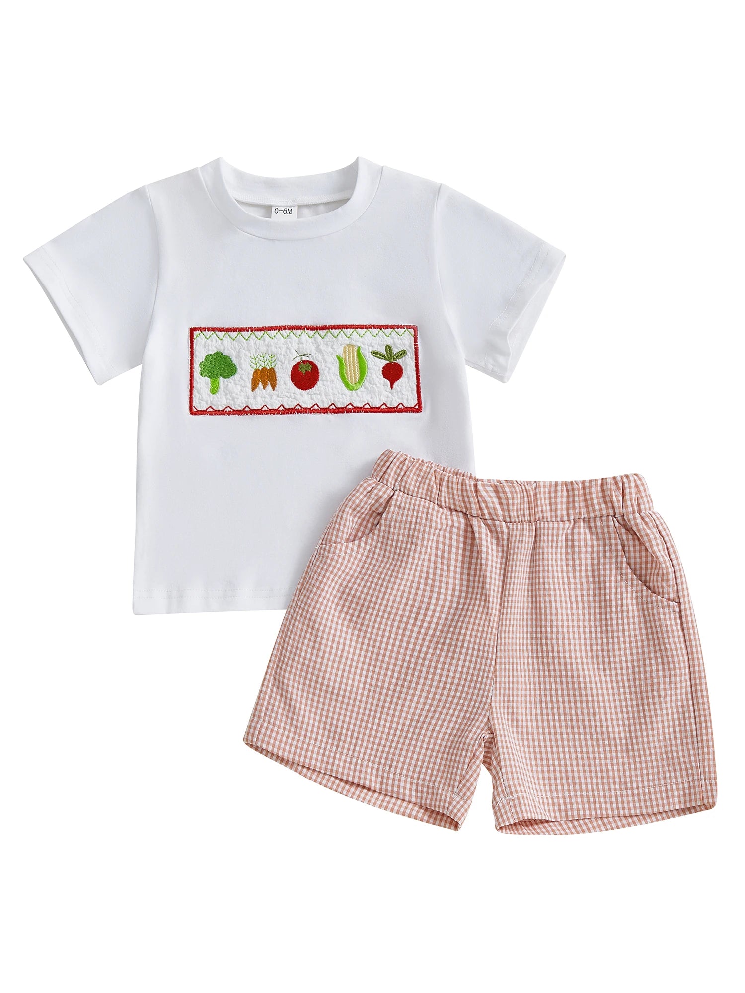 Short Sleeve T-Shirts Elastic Waist Shorts 2Pcs