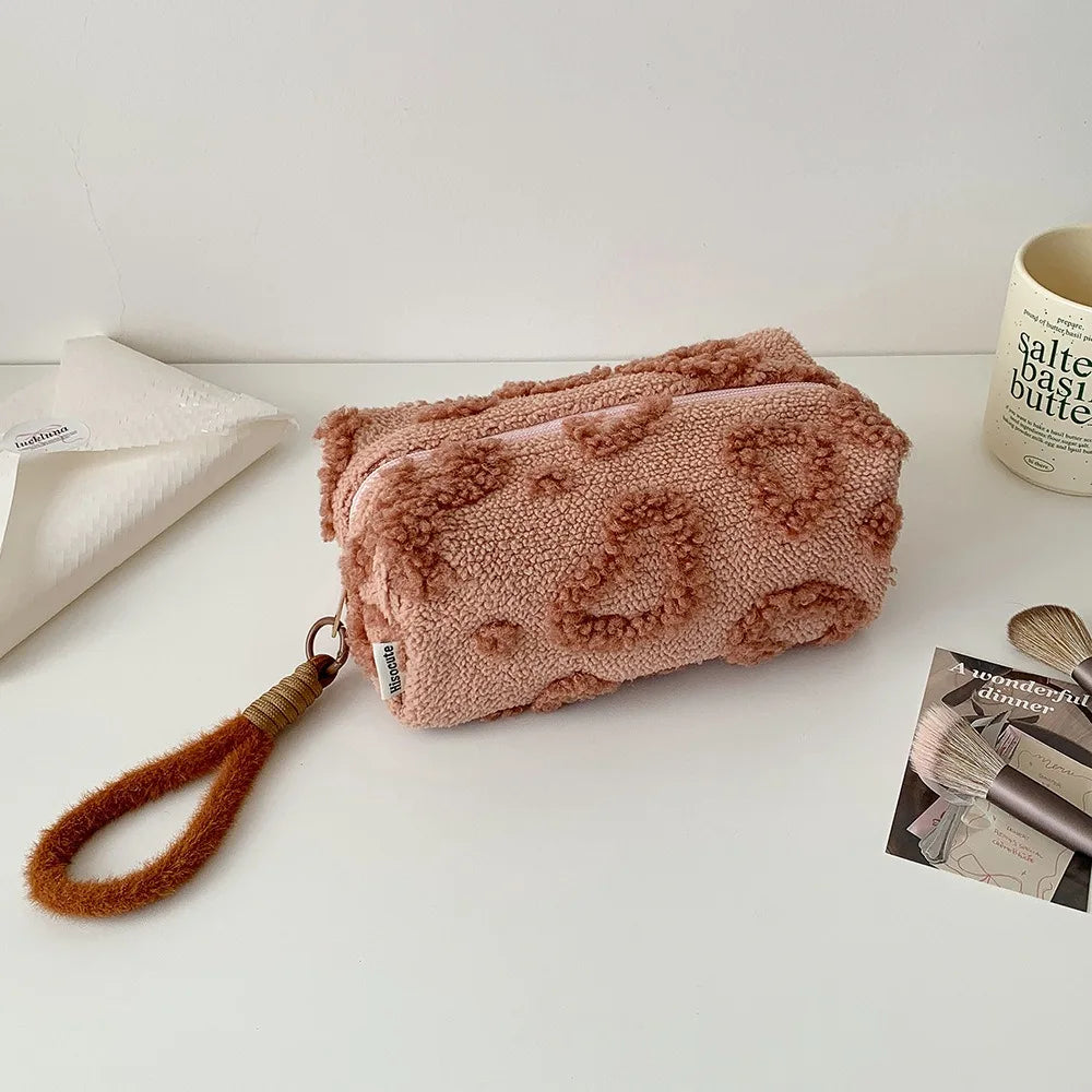ins wind plush cosmetic bag
