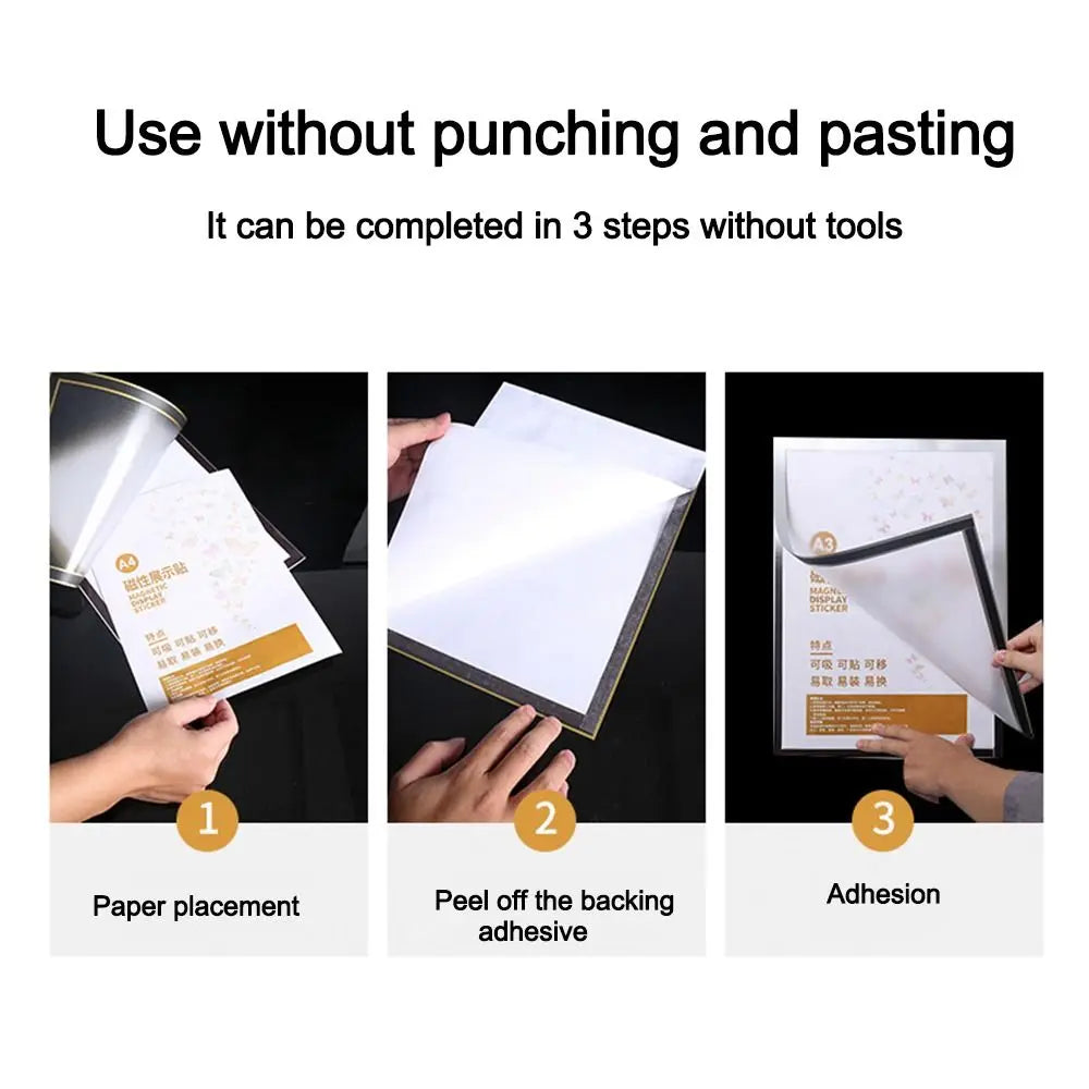 A4 Magnetic Photo Frame Magnetic Display Board Self Adhesive Soft Picture Frame Document Canvas Painting Shop Window Advertising