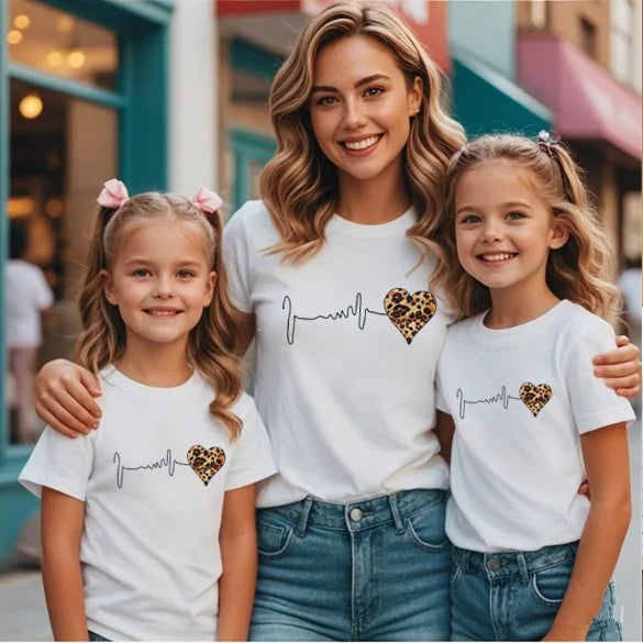 Leopard Heart Family T-shirt