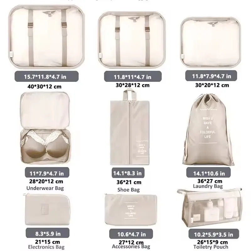 7/8/9-piece Set Travel Storage Bags