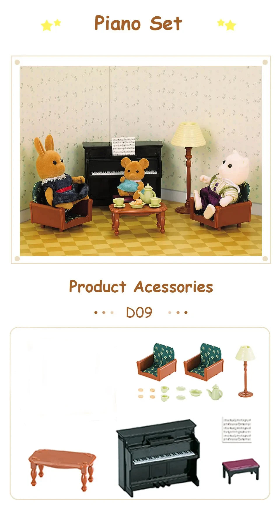 Miniature Furniture Forest Family Kitchen Toy