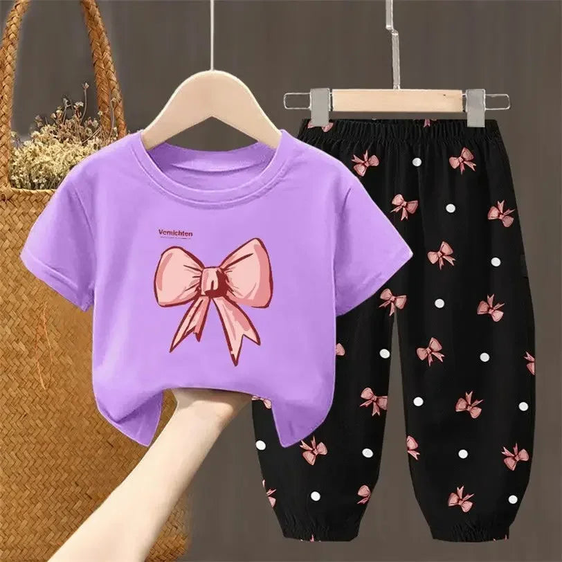 Summer T-shirt Top Pants 2pcs Set