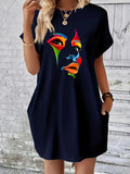 Summer Abstract Face Tee Dress