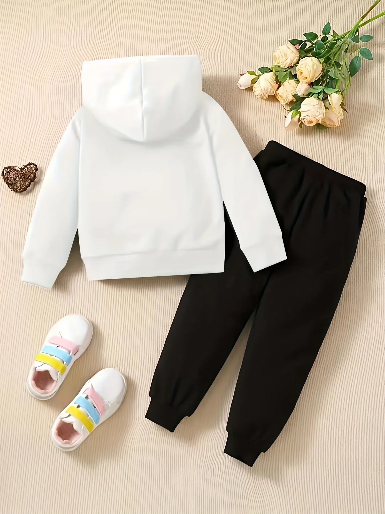 Leopard Print Bowtie Fleece Hoodie And Pants Set