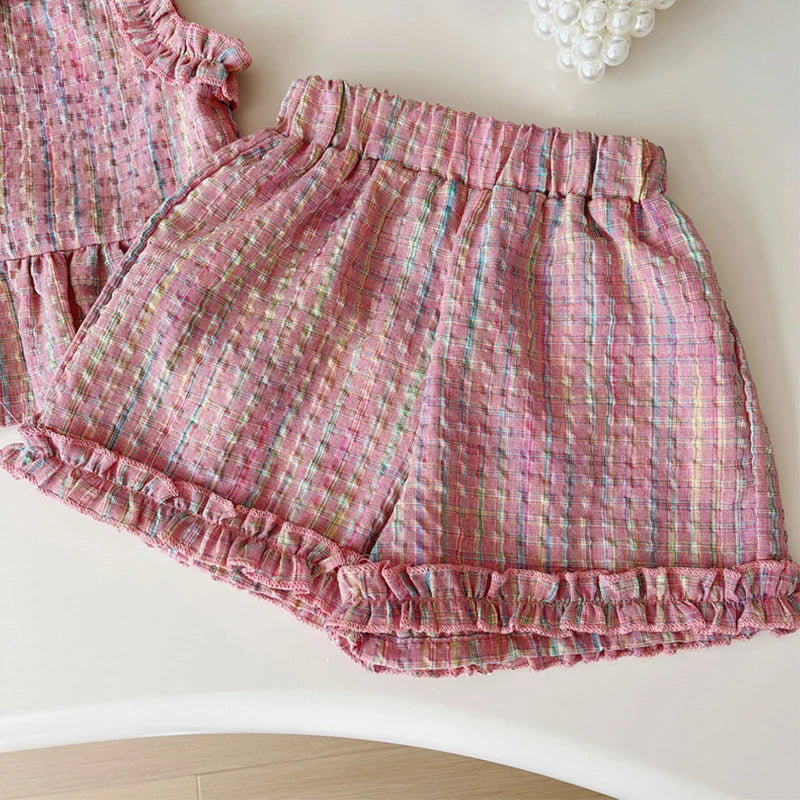 Pink ruffled pyjama set