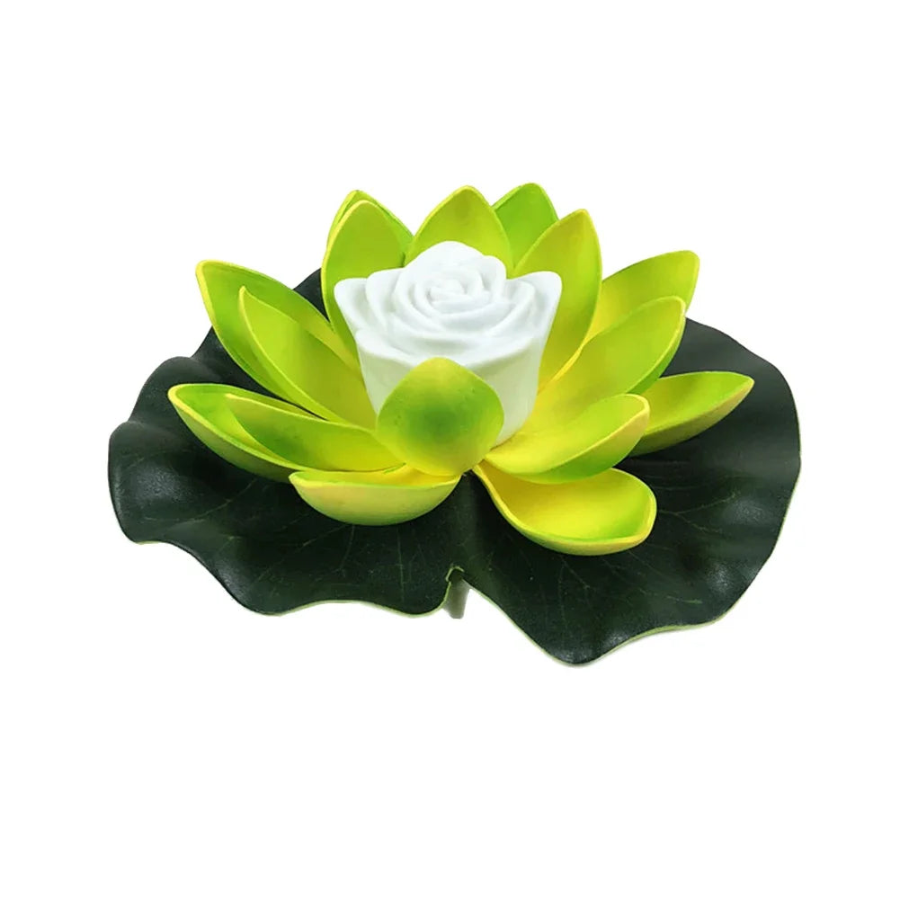 LED Waterproof Floating Lotus Light Battery Operated Artificial Lily Flower Night Lamp Pond Pool Garden Fish Tank Water Decor