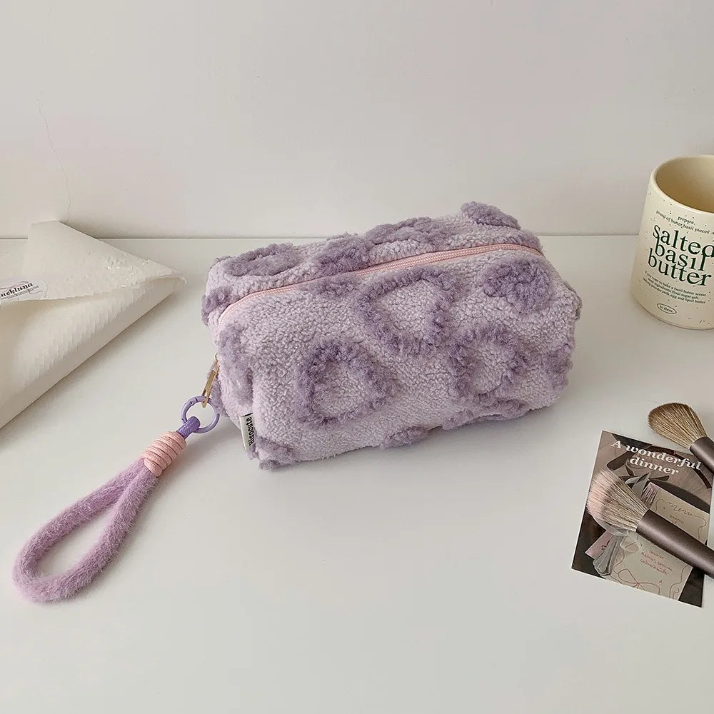 ins wind plush cosmetic bag