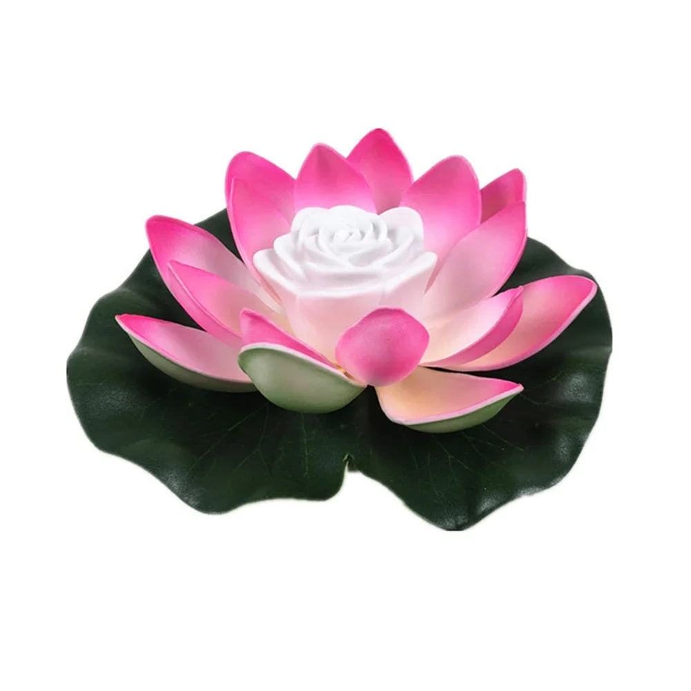 LED Waterproof Floating Lotus Light Battery Operated Artificial Lily Flower Night Lamp Pond Pool Garden Fish Tank Water Decor