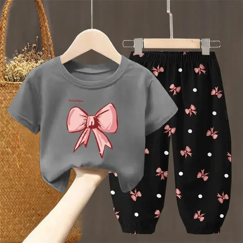 Summer T-shirt Top Pants 2pcs Set