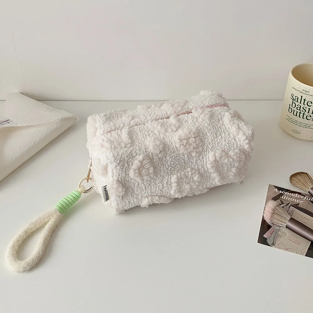 ins wind plush cosmetic bag