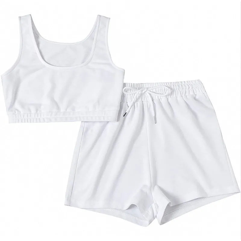 two piece crop top and shorts set