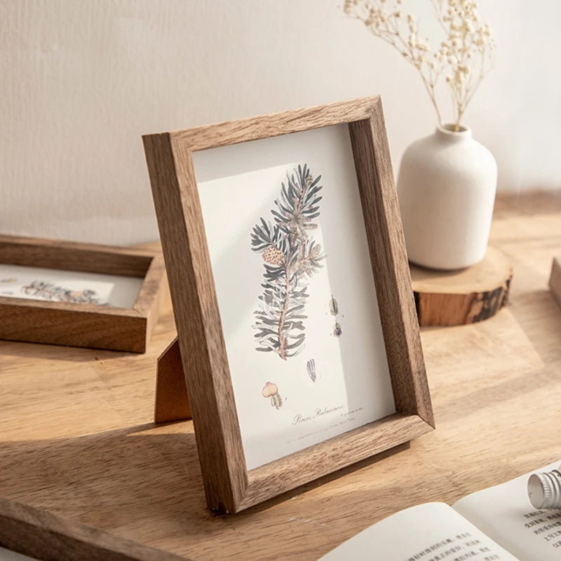 5/6/7/8inch Wooden Photo Frame Solid Picture Frame Vintage Wood Frame Display Stand Desk Accessorie Desktop Ornament Room Decor