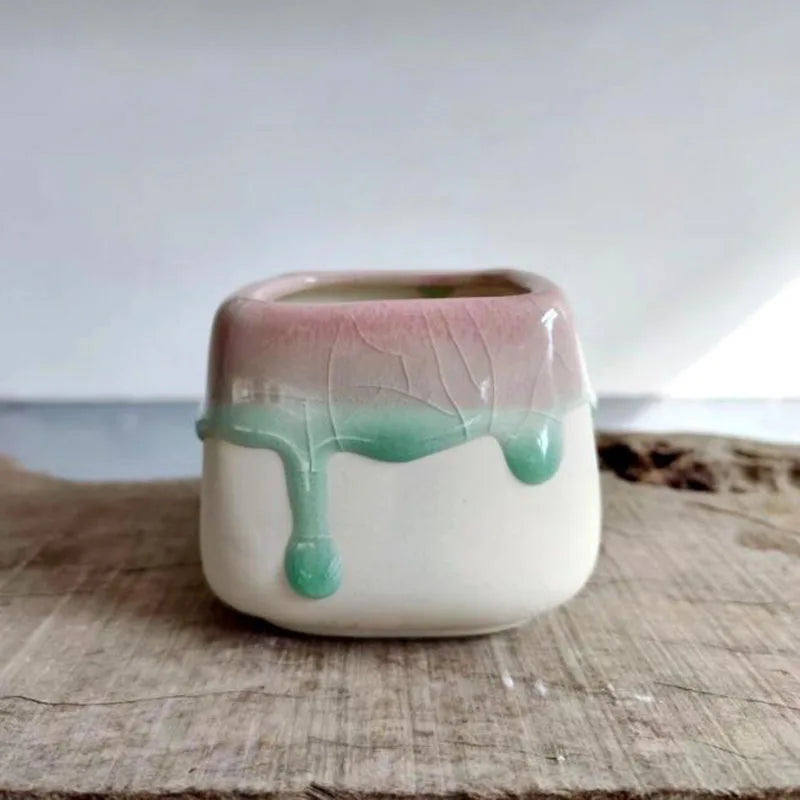 Porcelain Flowing Glazed Plant Pot