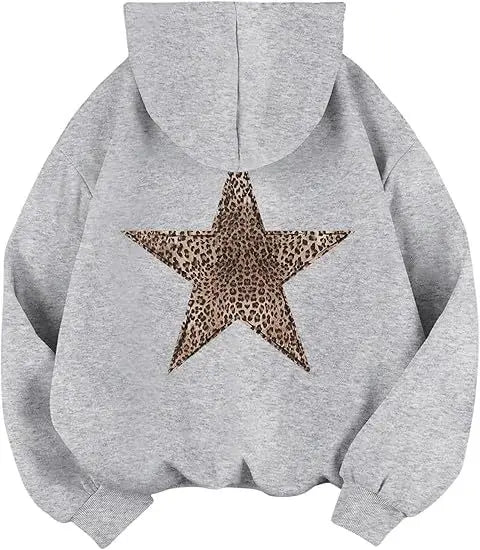 Leopard Star Graphic Hoodies