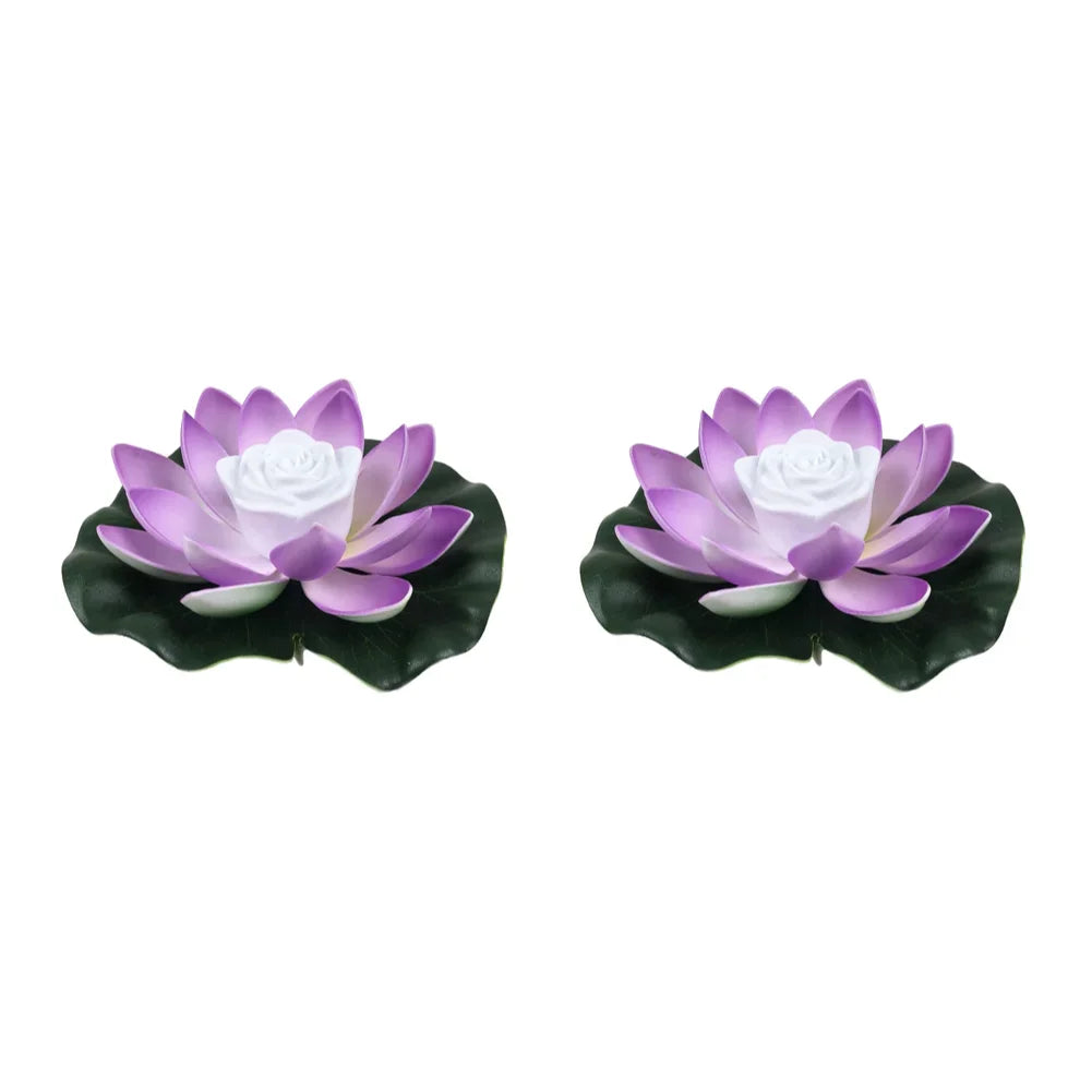 LED Waterproof Floating Lotus Light Battery Operated Artificial Lily Flower Night Lamp Pond Pool Garden Fish Tank Water Decor