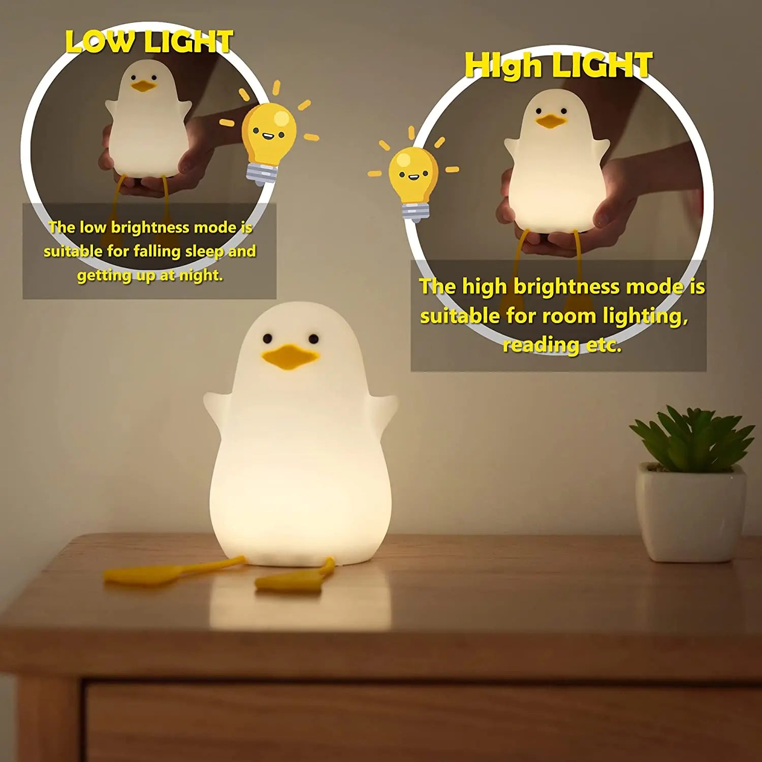 LED Night Lamp Bird/Duck/Rabbit Cartoon Silicone/Wooden Sleeping Light USB Rechargeable TouchSensor Bedroom Bedside Lamp For Kid
