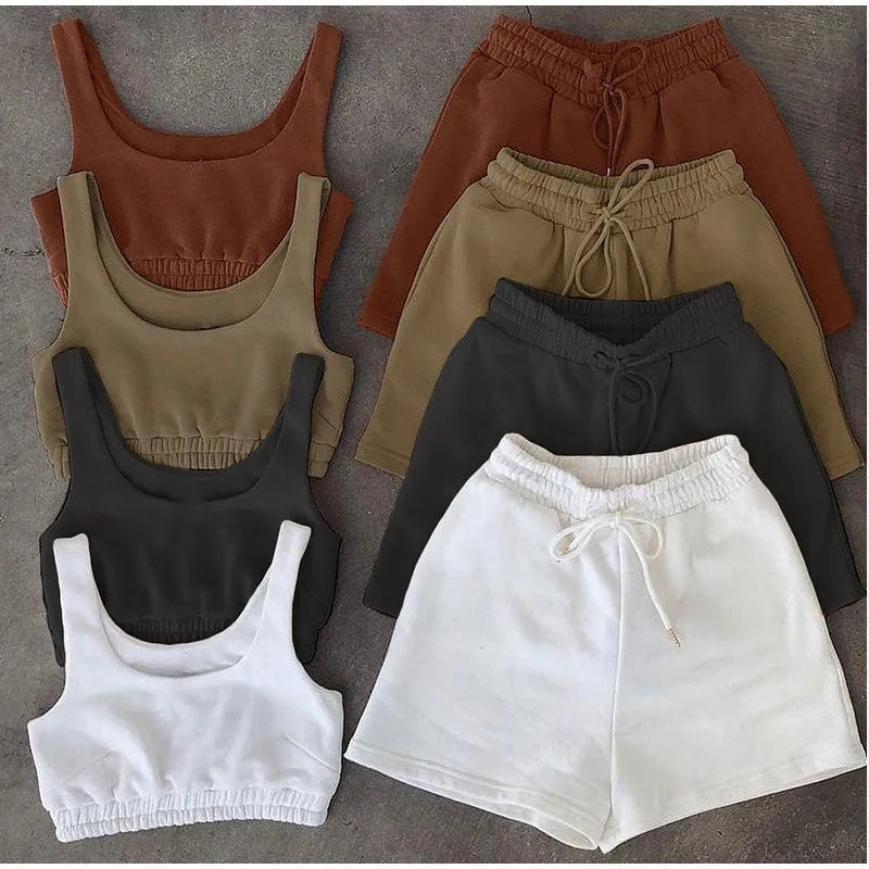 two piece crop top and shorts set