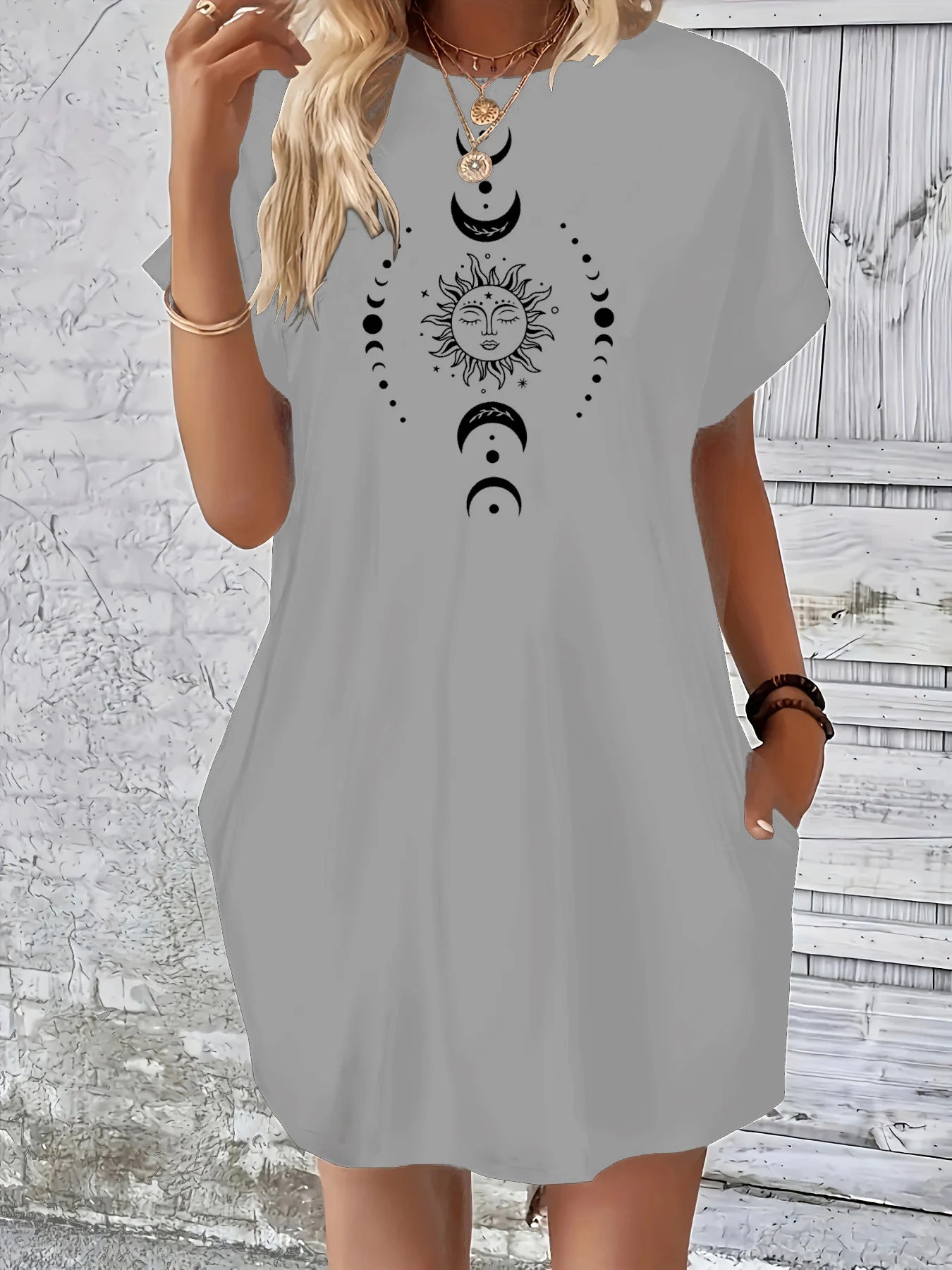 Loose Moon & Earth tshirt dress