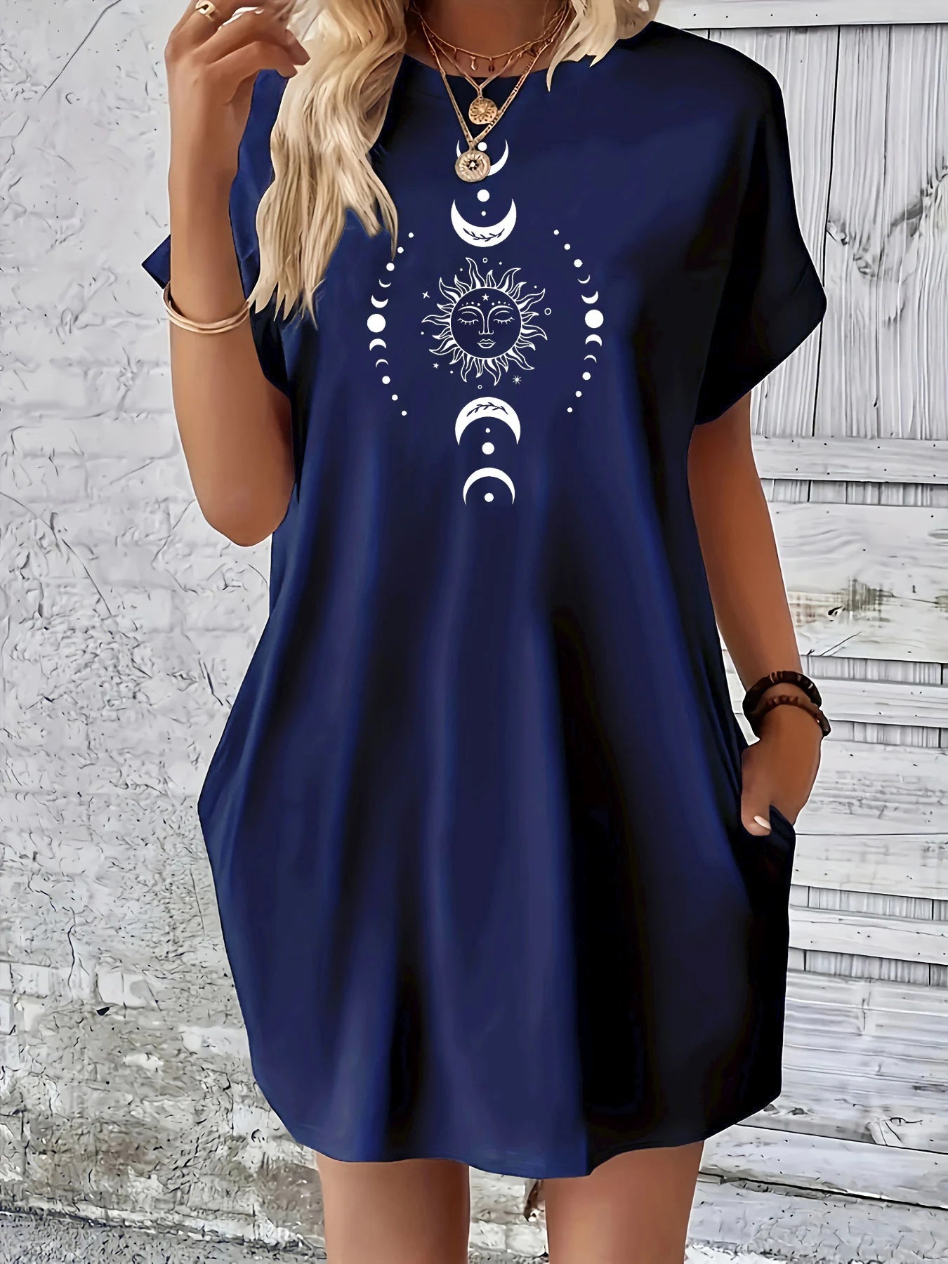 Loose Moon & Earth tshirt dress