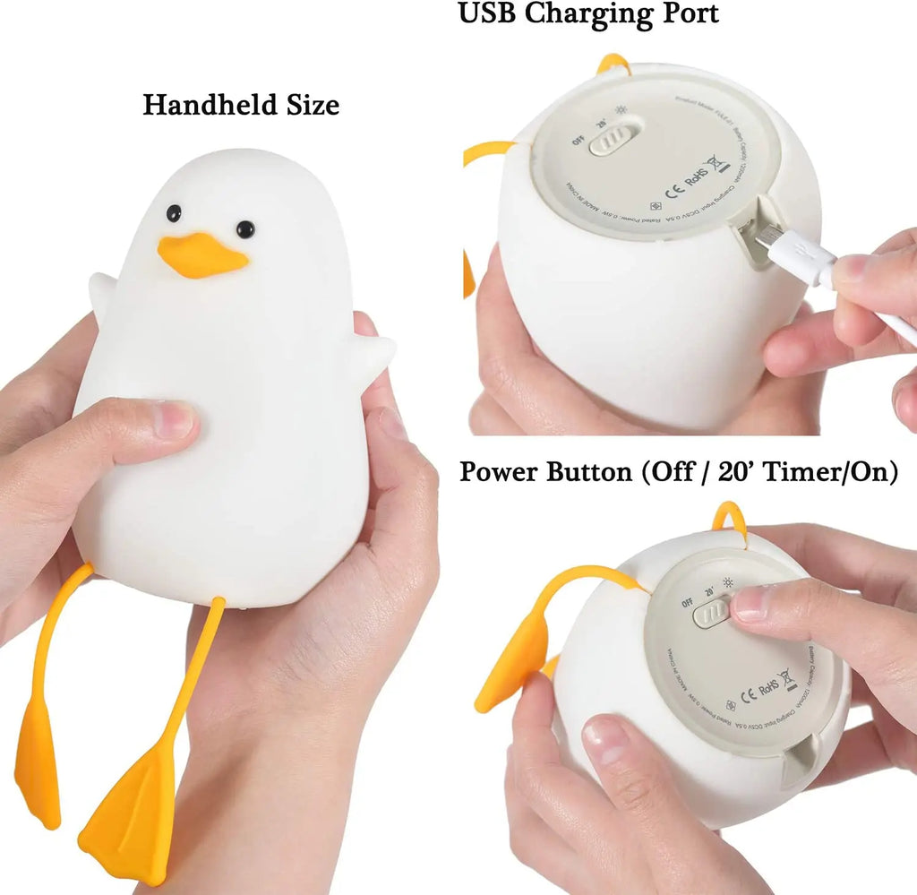 LED Night Lamp Bird/Duck/Rabbit Cartoon Silicone/Wooden Sleeping Light USB Rechargeable TouchSensor Bedroom Bedside Lamp For Kid