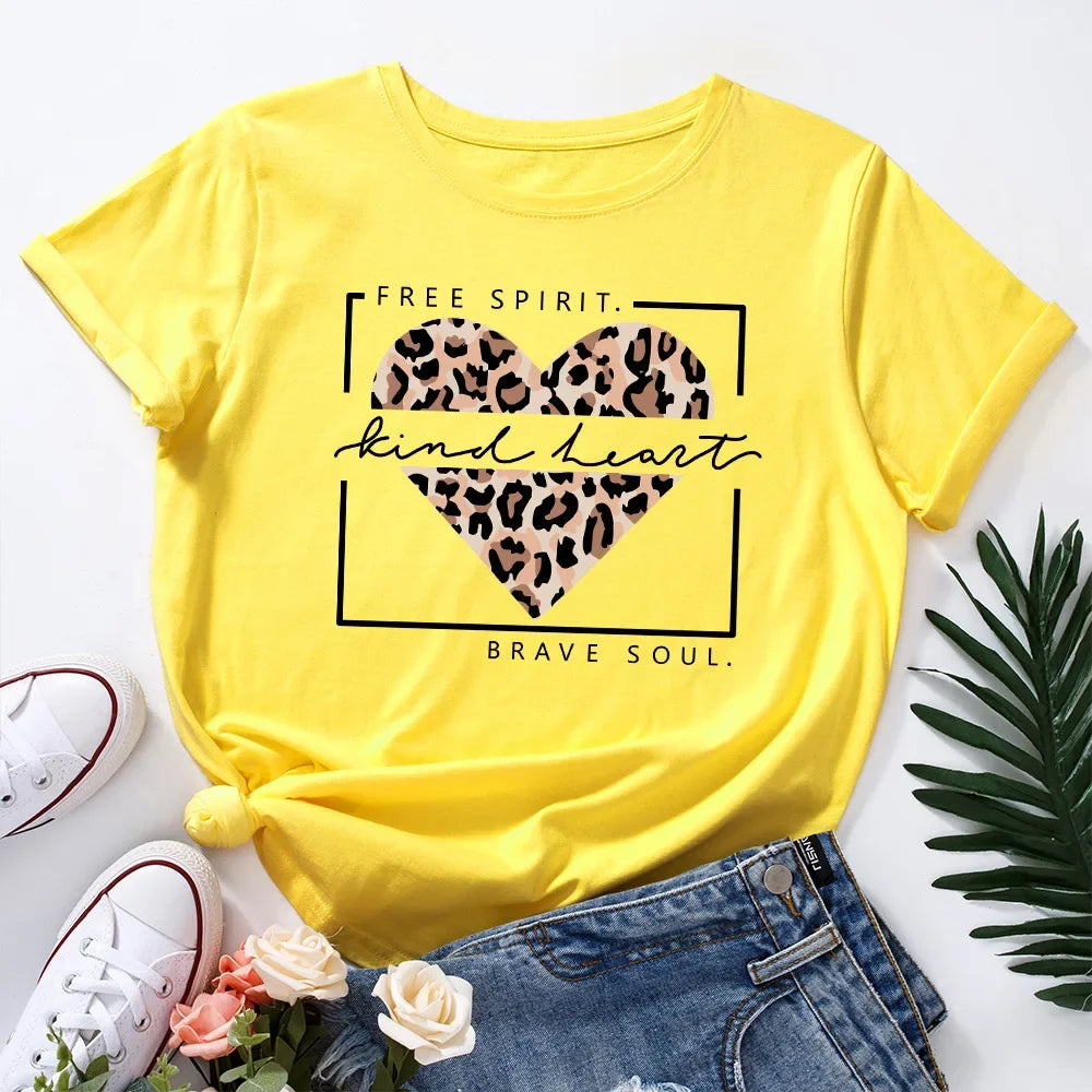 Leopard Love Heart Print Tshirt