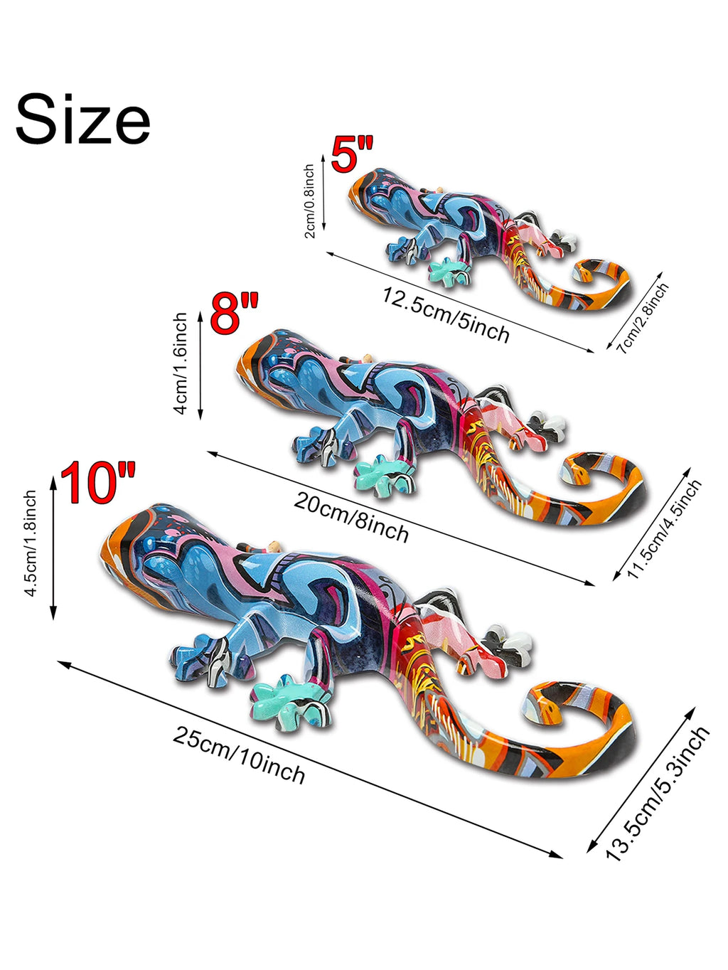 Garden Decor Statue Resin Gecko Wall Art Decor, Water Transfer Figurines Lizard Outdoor Hanging Decorations For Home Decor