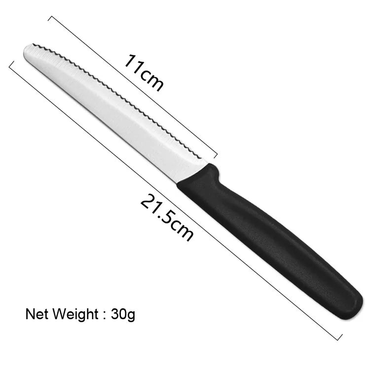 4/6/8 Stainless Steel Serrated Steak knife Round Tip Fruit And Vegetable Paring Knife Kitchen Baking Toast Serrated Bread Knives