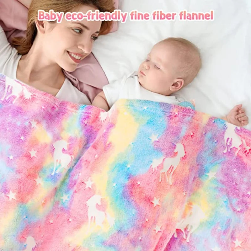 New spacecra Glow in The Dark Blanket Unicorn Gift