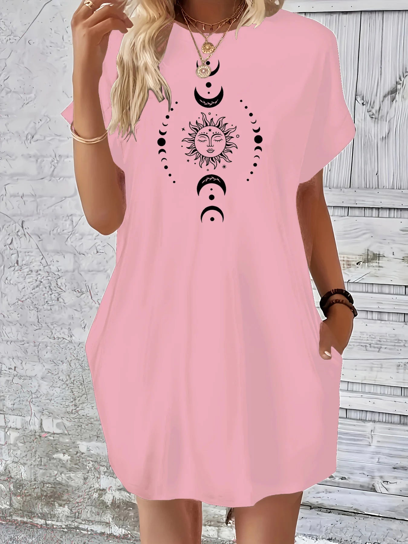 Loose Moon & Earth tshirt dress