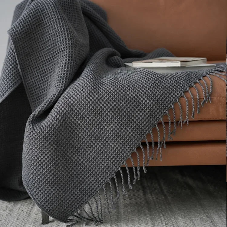Nordic Waffle Blanket For Beds Sofa Decoration Cover Light Luxury Throw Blanket Bedspread Knitted Shawl Soft Leisure Bed Cover