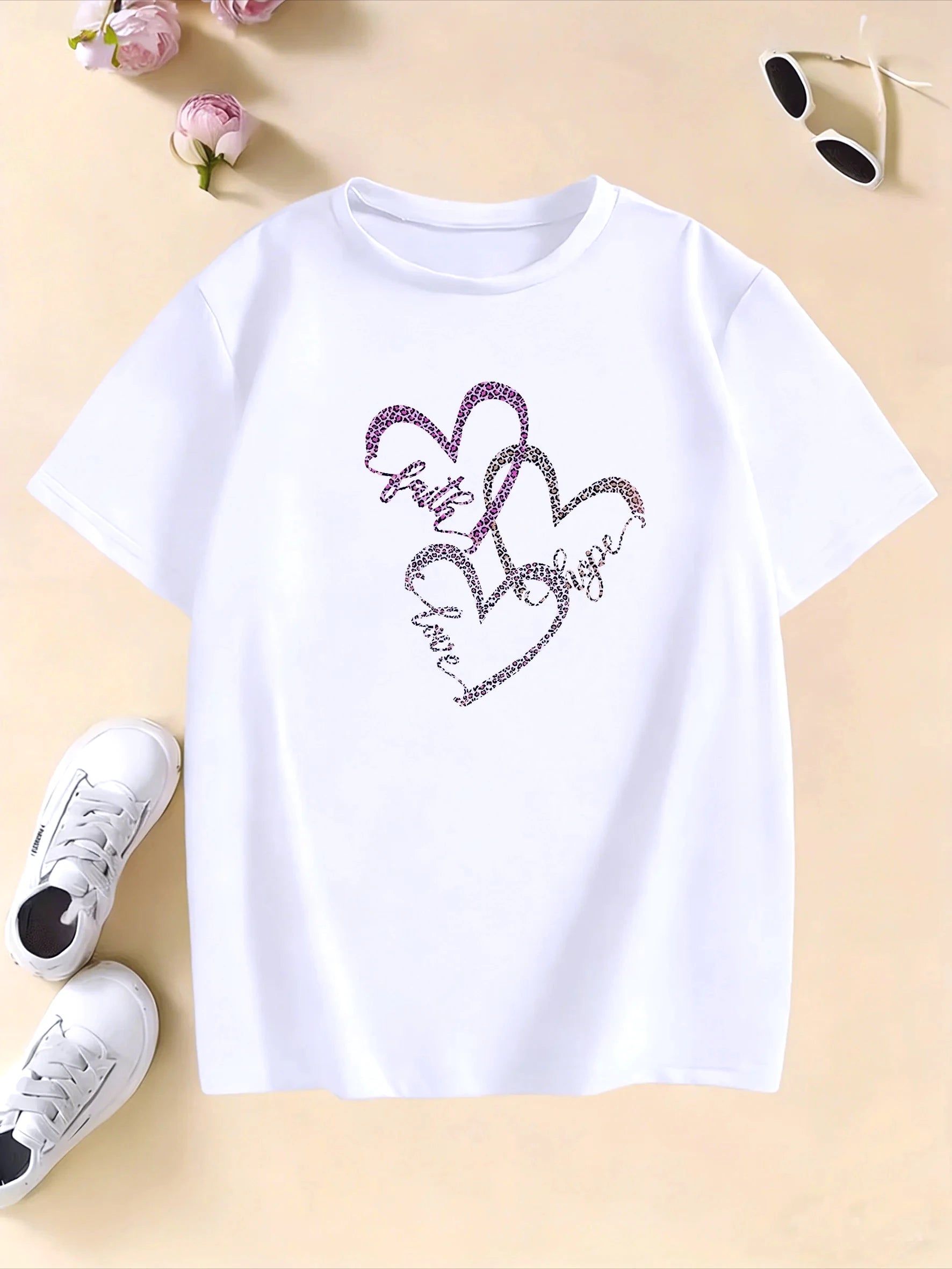 Leopard Print with Love Heart T Shirts