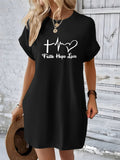 Faith,Hope,Love print Graphic TShirt Dress