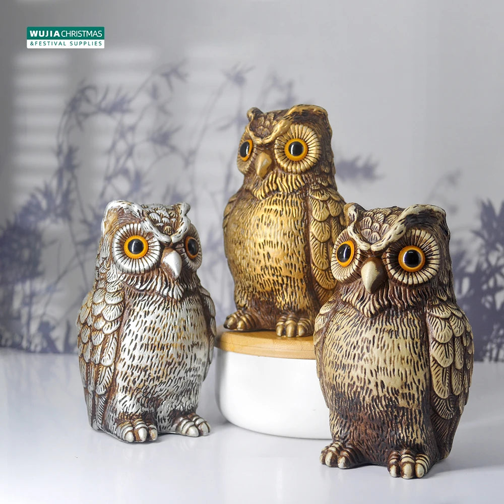 Garden Decor Realistic Owl Statue Scarecrow Fake Bird Scarer Lawn Garden Courtyard House Decorative Figurine Home Decoration Toy